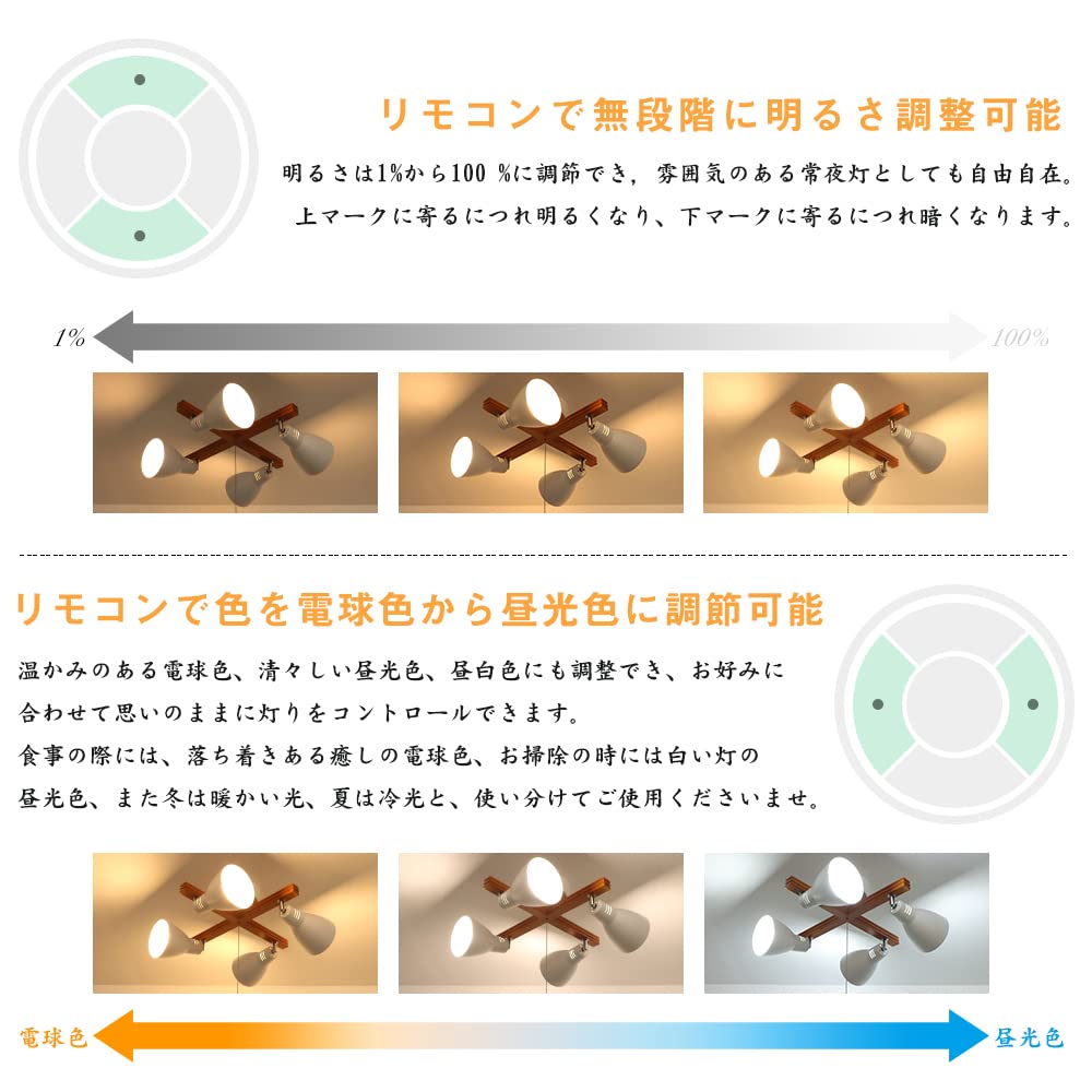 Amazon.co.jp : 共同照明 シーリングライト 6畳 8畳 4灯 スポット 