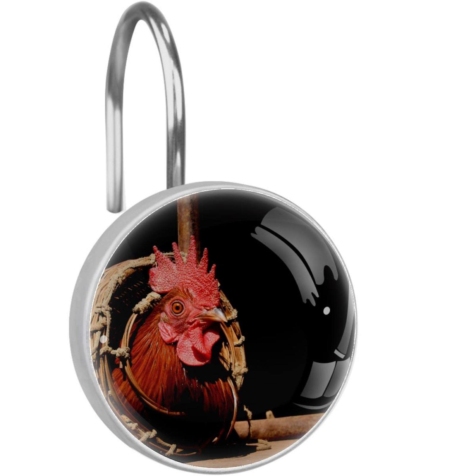 Anneaux de douche en acier inoxydable avec motif coq qualitatif par 12