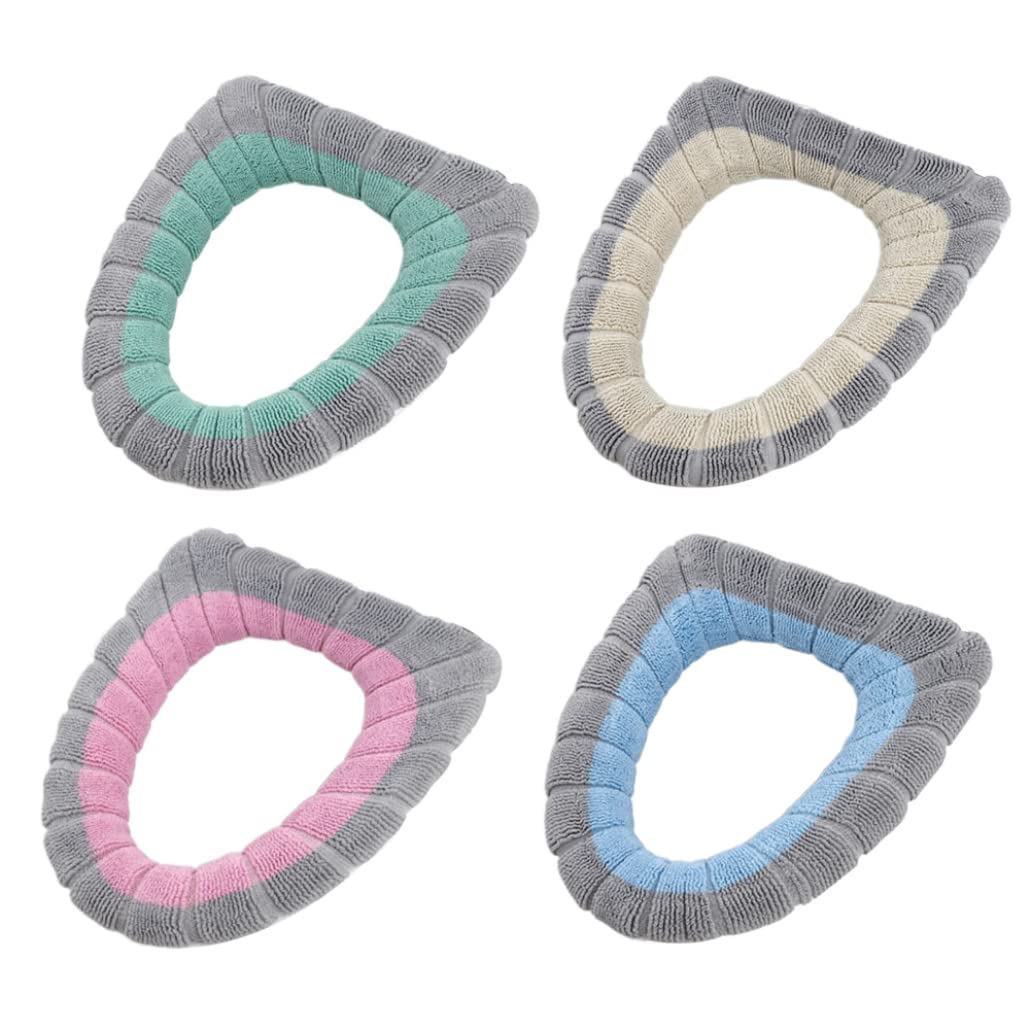 KUYYFDS Toilet Seat Covers, Toilet Seat Cover Bathroom Warmer Cloth Toilet Seat Cushion Soft Pads for Bathroom Supplies 4Pcs