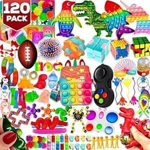 120 Pcs Fidget Toys Pack, Pop Sensory Party Favors Set Gifts for Kids Adults Boy Girl Stocking Stuffers Autistic Bulk Goodie Bag Filler Treasure Box Classroom Prizes School