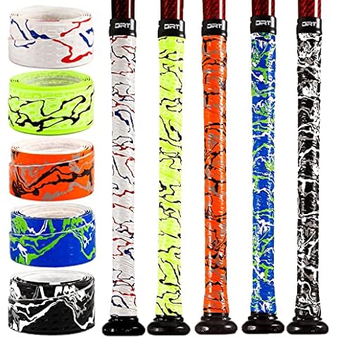 insum 5Pcs Baseball Bat Grip Tapes, Softball Bat Wrap Grips 1.1mm,Solid Colors,Mixed Colors, 5Pack Cover