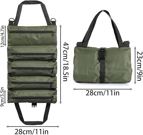 Miniatura 2 de Bolsa de herramientas enrollable resistente  Organizador de rollos de herramientas de mano de 5 bolsillos  Bolsa de herramientas impermeable para