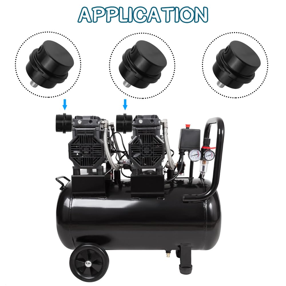 WMYCONGCONG 2 PCS 1/4" 12.5mm Air Compressor Silencer Filter Metal Air Compressor Intake Filter Noise Muffler Silencer (12.5mm) + 2 PCS Filter Element Replacement — Amazon image 7