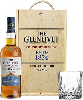 Personalised Glenlivet 1824 Founders Reserve Whisky Gift Set with Glass 70cl 40 ABV Custom Speyside Single Malt Scotch Gift