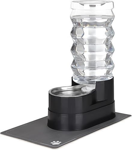 Miniatura 15 de RIZZARI Cuenco dispensador de agua para perros: Bebedero automático de gravedad de 5L en acero inoxidable negro con filtro para perros y gatos