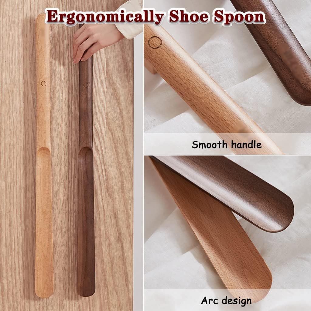 Schuhspanner, Schuhlöffel aus Holz, innovatives magnetisches Design, massivem Walnussholz mit Bogen, ergonomischer Schuhhelfer Buchenholz, for ältere Menschen, 23,6 Zoll | Brown Color