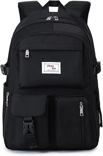 BEULPTN Mochila escolar para niñas, bonita mochila para la escuela y adolescentes, mochila de viaje impermeable para la escuela secundaria, A-Negro,