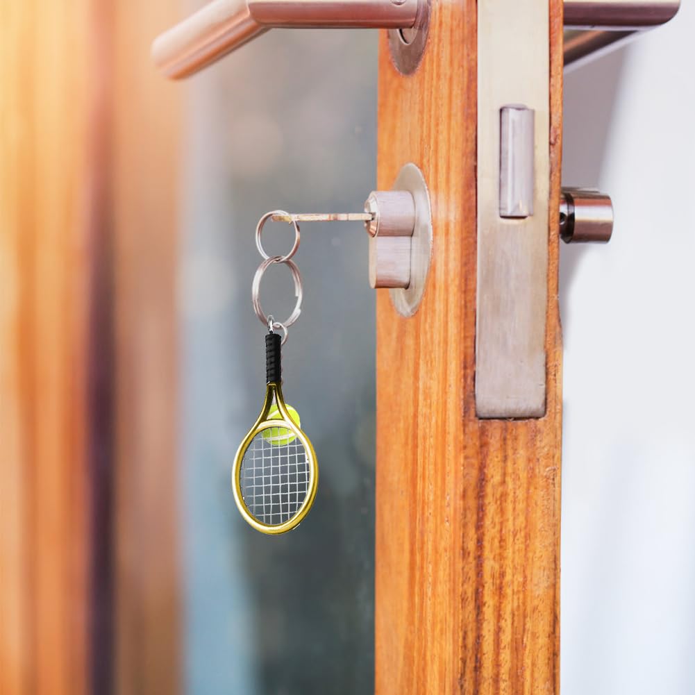 EQLEF Tennis Racket Keychain, 3 Pcs Mini Tennis Ball Keyring Sport Keyring Creative Metal Keychain for Kids Tennis Lovers - Image 2