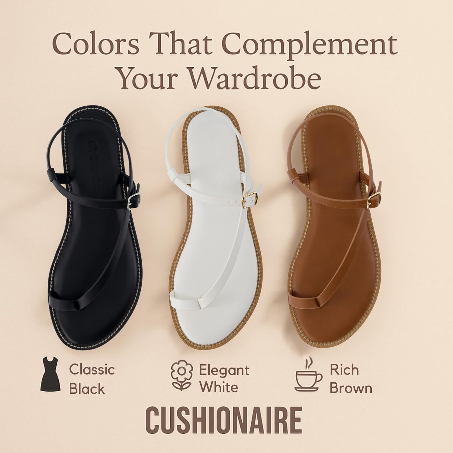 CUSHIONAIRE Life Strappy Flat Thong Sandals for Women with Toe Loop, Memory Foam, and Adjustable Ankle Strap Womens Sandals - Image 5