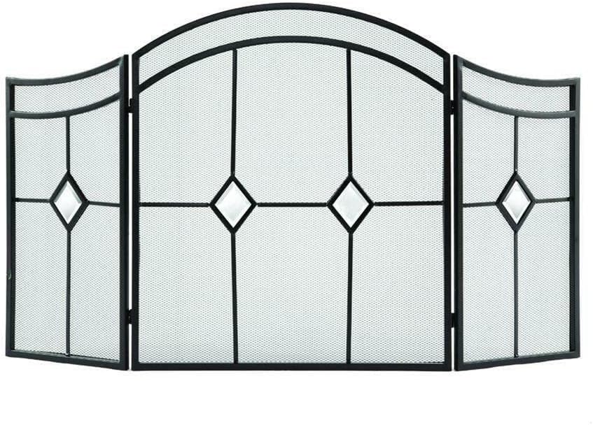 Fireplace Screen Guard, Fireplace Screens Pleasant Hearth Diamond 3-Panel Fireplace Screen Heavy Duty Folding Mesh Steel Fireplace Screen Flat Firepla