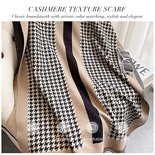 Winter Cashmere Scarf Shawl For Women Classic Houndstooth Pashmina Scarves With Tassel Warm Soft Long Thickened Wrap3