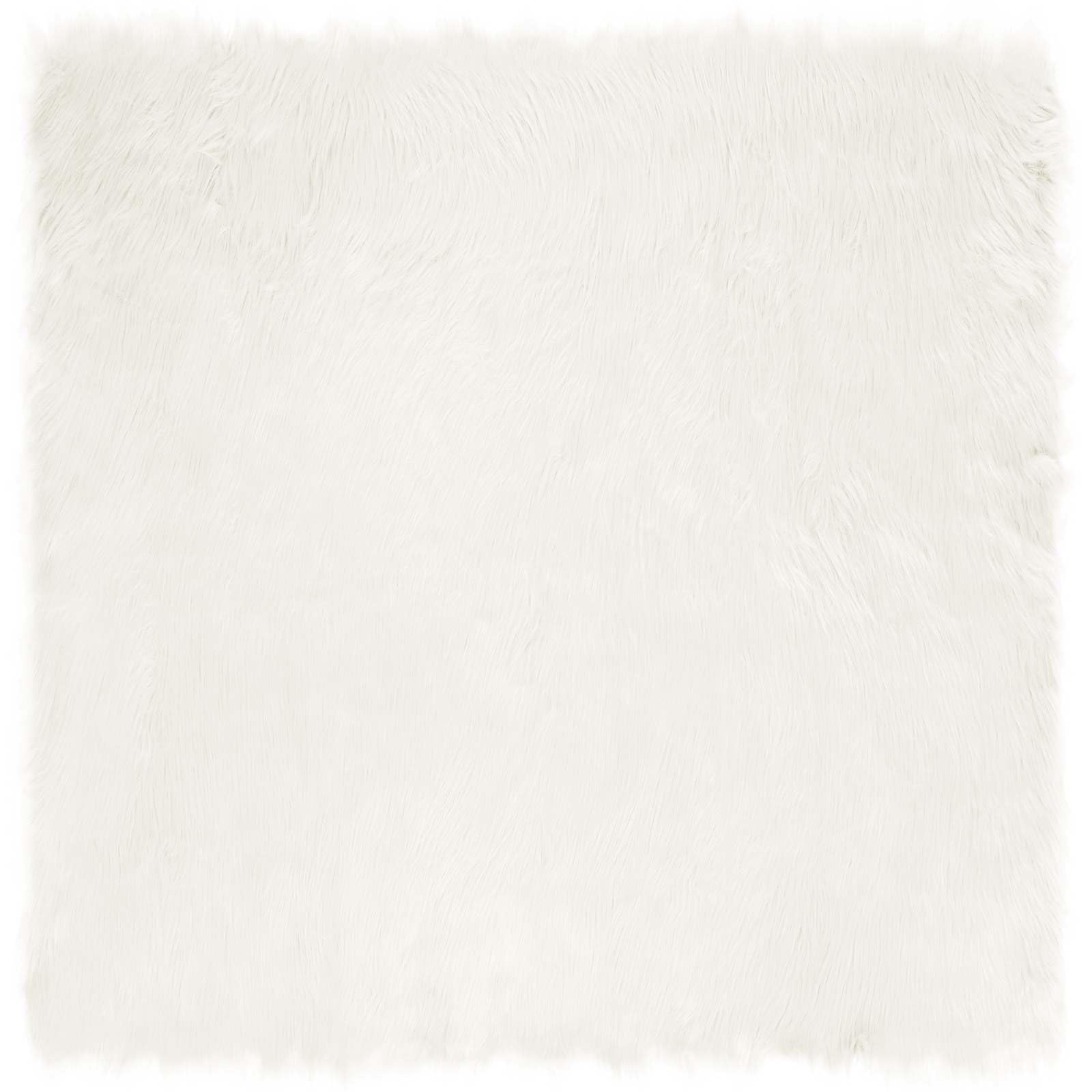 Tapis salon fausse peau de mouton blanc 200x200 grand tapis carré chambre poils longs