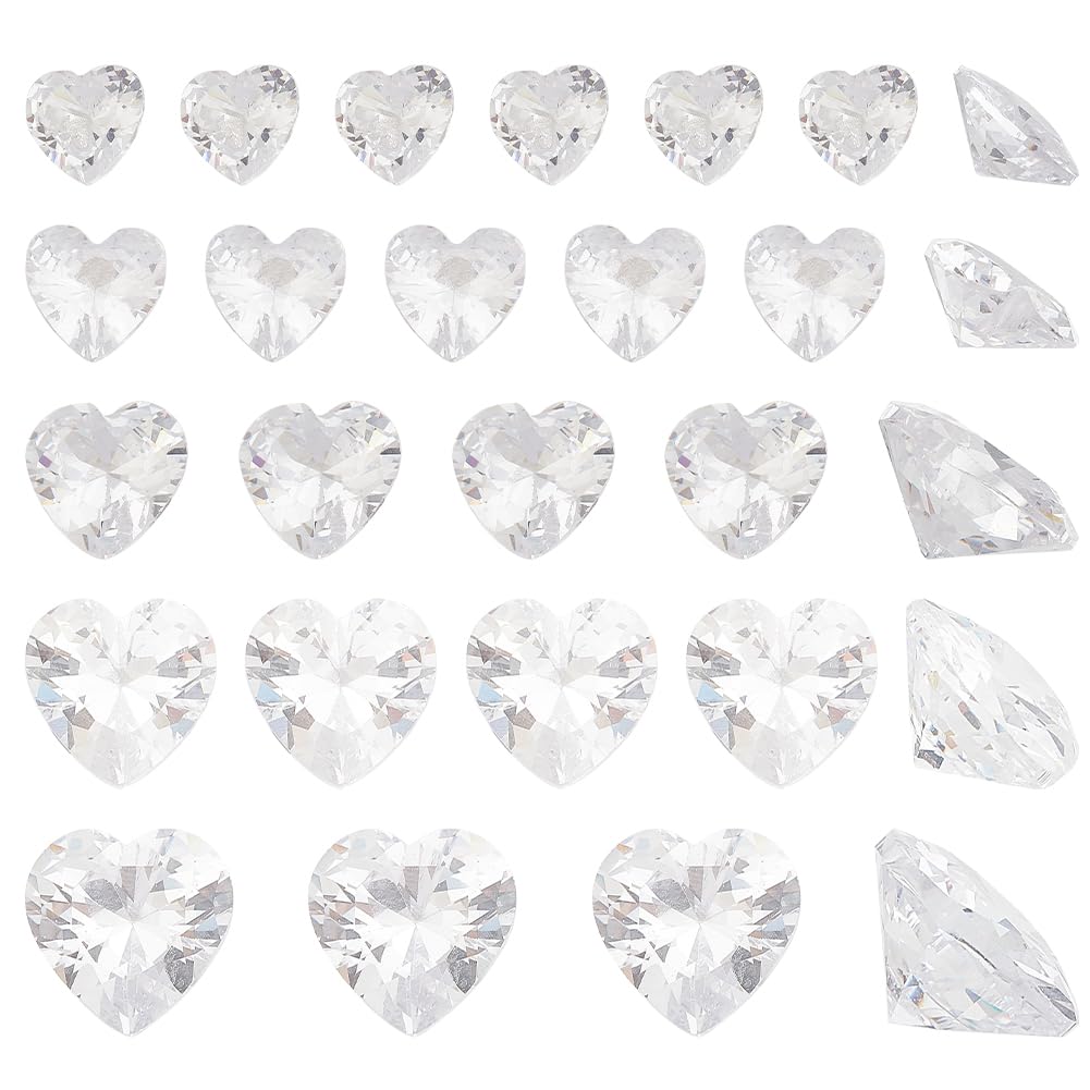 PH PandaHall 80 pietre di zirconia cubica a forma di cuore in 5 misure da 5/6/7/8/9 mm, pietre di zirconia cubica sfaccettate di grado A, piccole pietre di zirconia cubica cabochon per orecchini