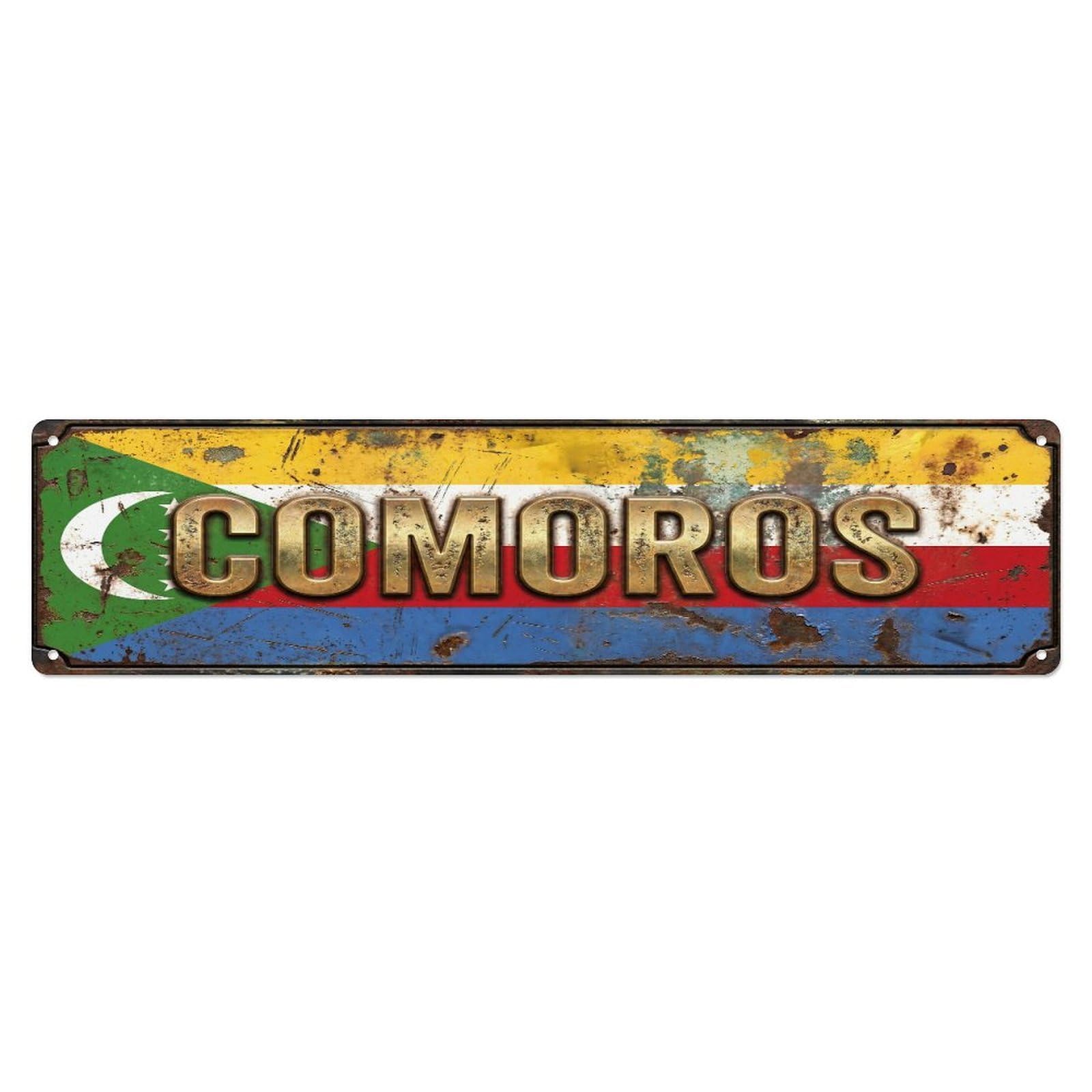 Xanthor Style Metal Tin Sign Vintage Comoros Flag Pattern