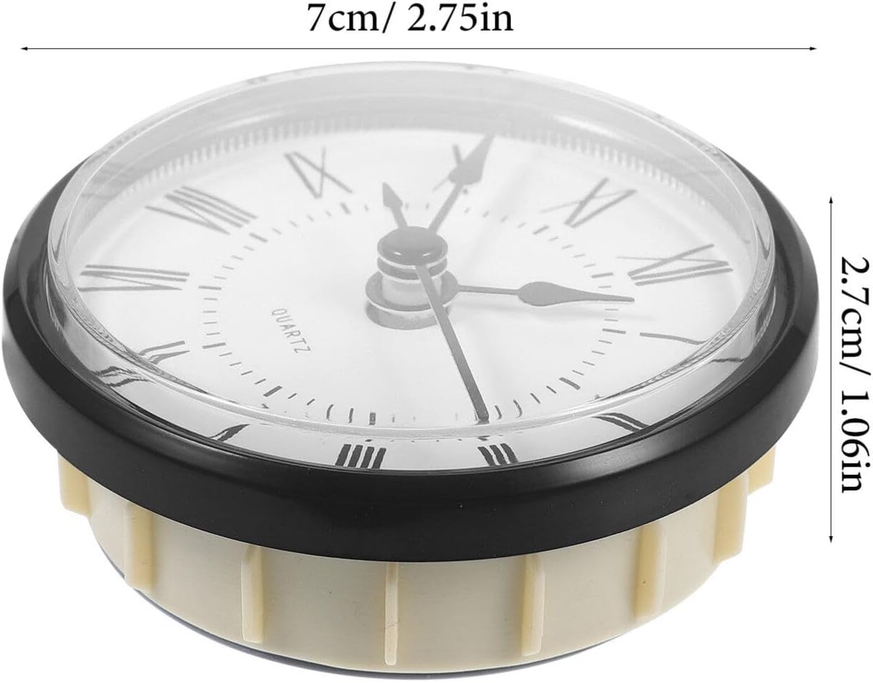OSALADI 2.75 Inch Round Quartz Clock Insert with Roman Numeral Dial Black Trim DIY Replacement for Home and Office Clock Making Kit