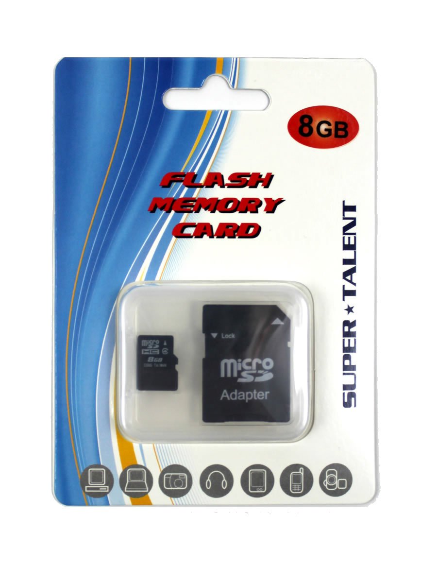 Super Talent 8 GB Class 4 microSDHC Flash Memory Card with SD Adapter MSD8GBST/R