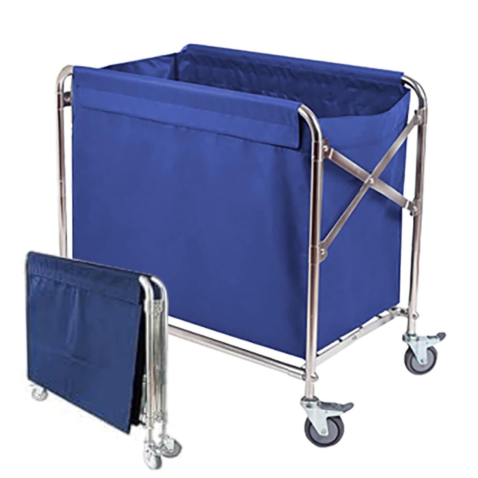 Carrito de lavandería plegable con ruedas, cesta clasificadora comercial de 400 L, carrito de servicio resistente para lavandería de hotel, ropa sucia