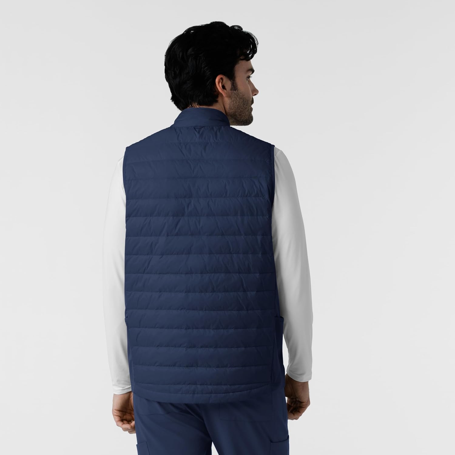 Wink Layers Men's Quilted Scrub Vest, Navy, XL