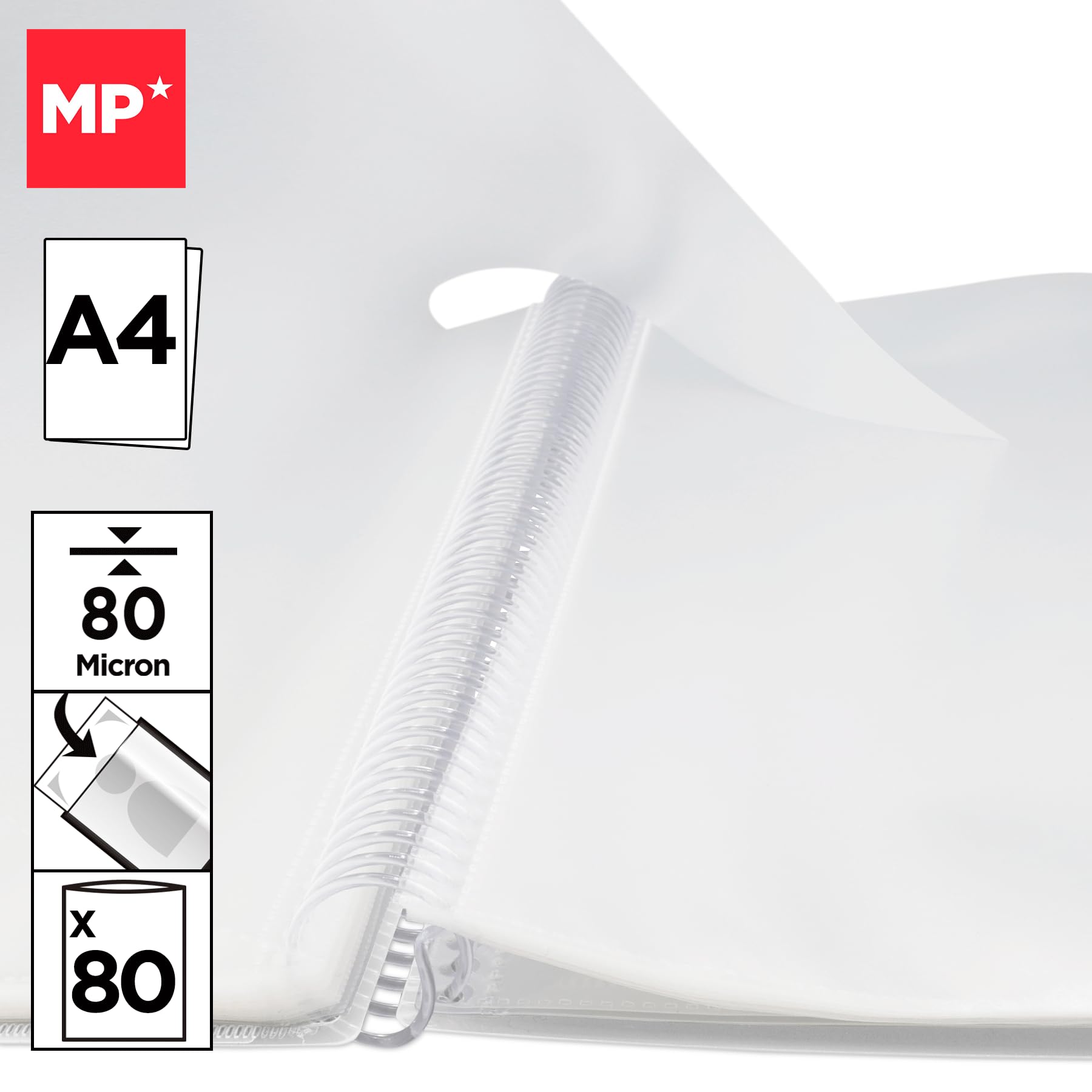 MP - Carpeta Clasificadora con Anillas, 80 Fundas A4 con Portada Personalizable