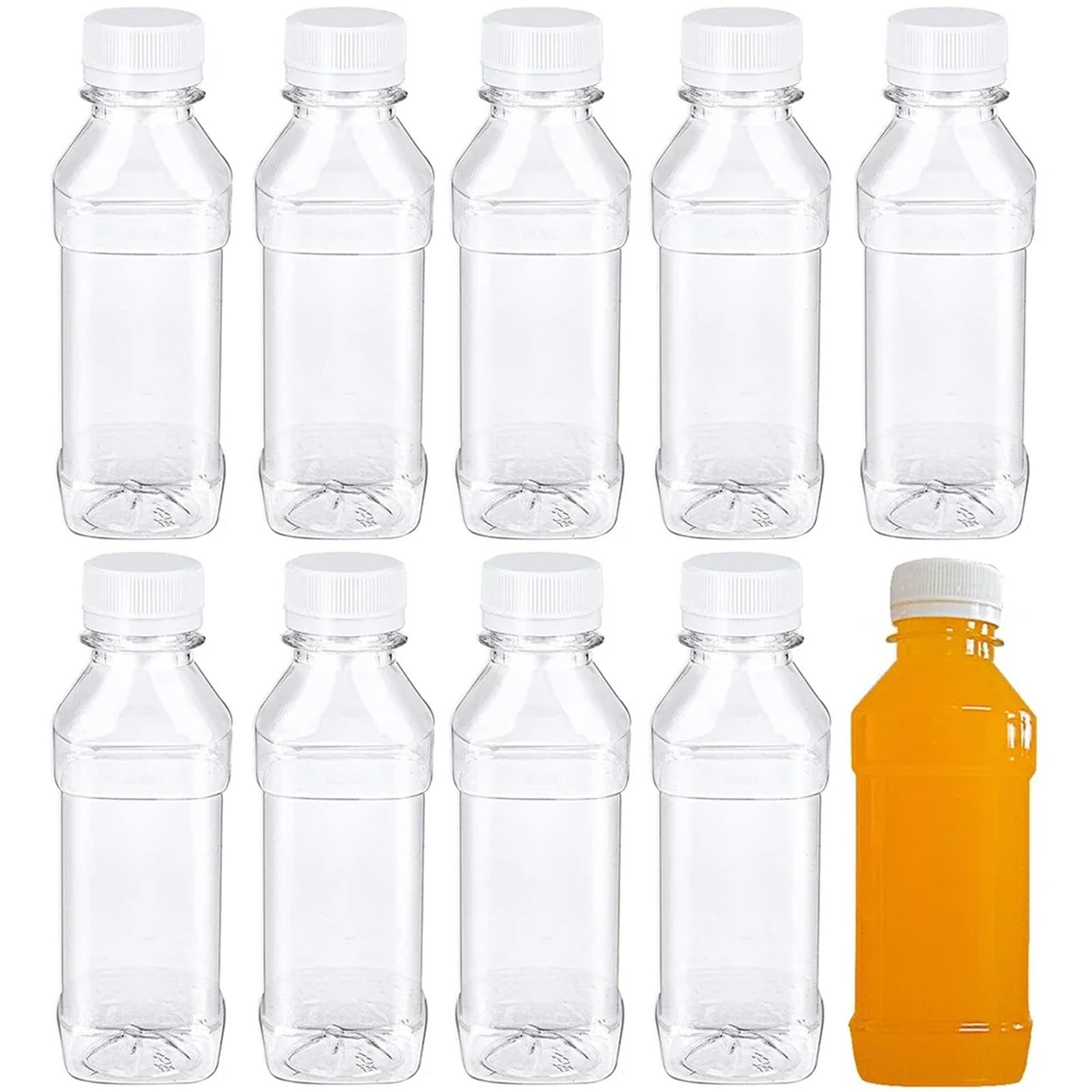 EnxJire Plastic Juice Bottles 10Pcs 100Ml Milk Bottles Small Beverage Juice Leakproof Plastic Water Bottle for Kitchen