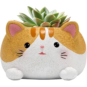 Niedliche Sukkulententent pfe mit Drainage 10 cm Kaktus T pfe Niedliche Katze Blumentopf Harz Kleine Pflanzgef e f r Sukkulenten Niedliche Pflanzer Tierpflanzer f r Garten Haus B ro