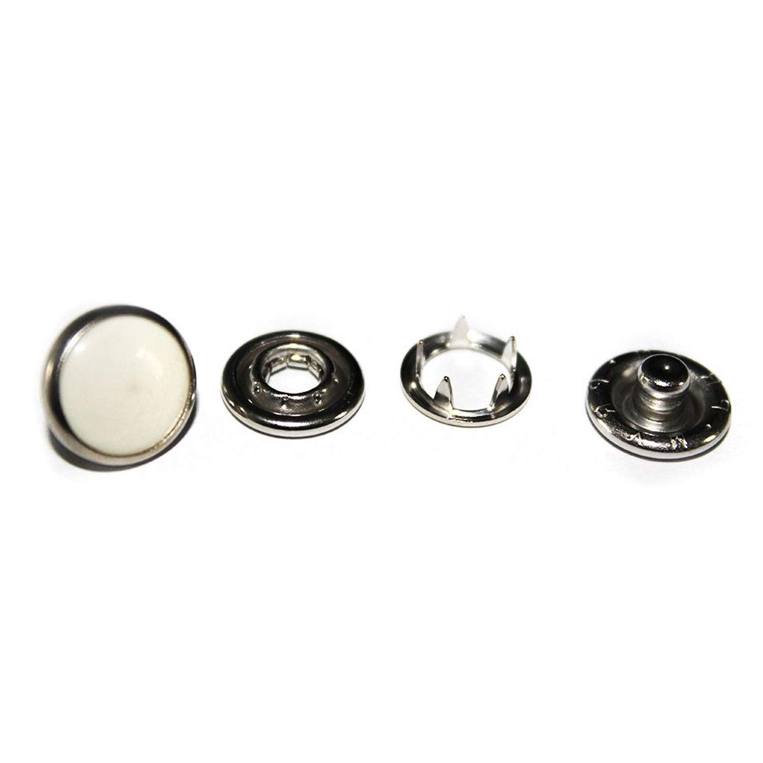 Trimming Shop Men's Pearl White Snap Fasteners Poppers Prong Ring Press Studs For Custom Clothing, Sewing Baby Bib, Babygrows, Crafting Projects 10Mm, Set Of 100