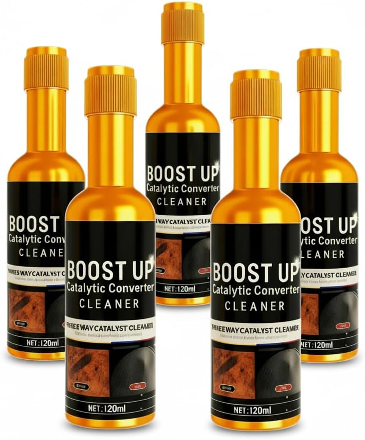 Catalytic Converter Cleaner Fuel System Cleaner Additive for Gas & Diesel Vehicles, Routine Maintenance Treatment, Supports Smooth Engine Operation, Easy Pour-in, 5 Pack 120ml