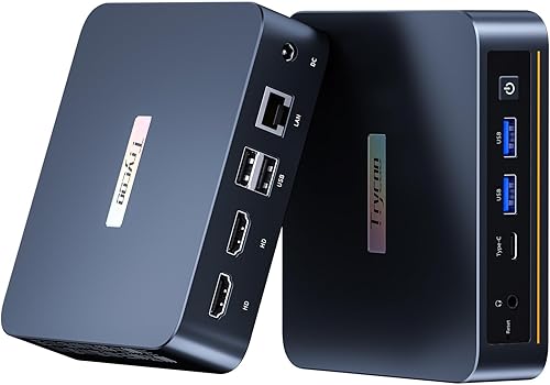 Trycoo N100 Mini PC 16GB DDR4 512GB SSD, WI6 Alder Lake N100 Mini computadora de escritorio con tipo C, Dual HD, Ethernet LAN RJ45, pantalla triple