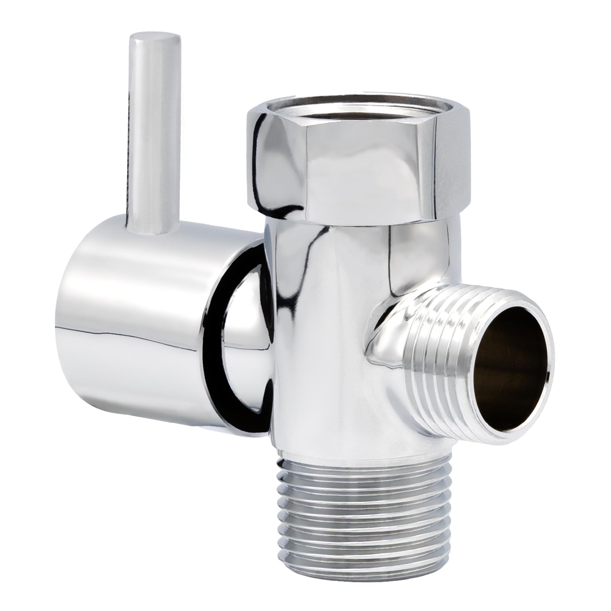 Luxe Metal T-Adapter with Shut-Off Valve, 3-Way Tee Connector, Chrome Finish, for Luxe Neo Bidets