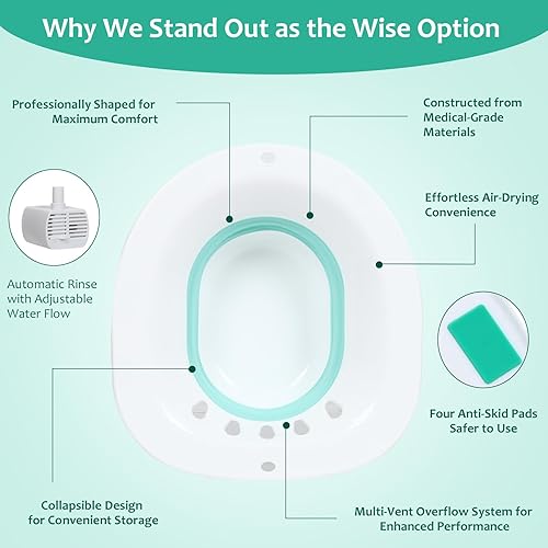 Miniatura 5 de Baño de sentado, baño eléctrico para hemorroides, baño de asiento para asiento de inodoro, baño de asiento para cuidado posparto, tratamiento de