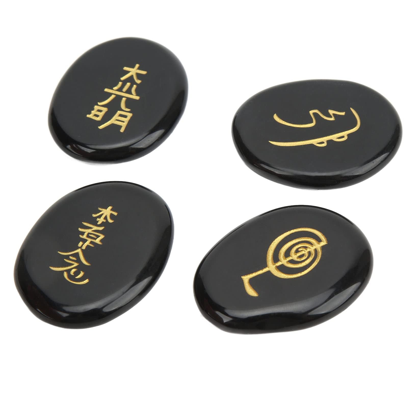 Hztyyier Cristalli di Guarigione Reiki con Simboli Chakra Incisi per la Meditazione terapia (4 Pezzi)
