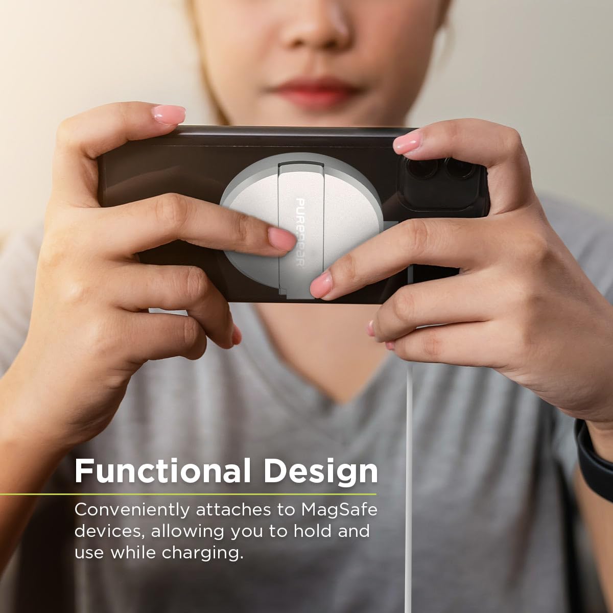 PureGear Kickstand 15W Qi-Certified Fast Wireless Charging Pad for iPhone 13/13Pro/13Pro Max/12/12 Pro Work with MagSafe Case - Fa : PureGear Kickstand 15W Qi-Certified Fast Wireless