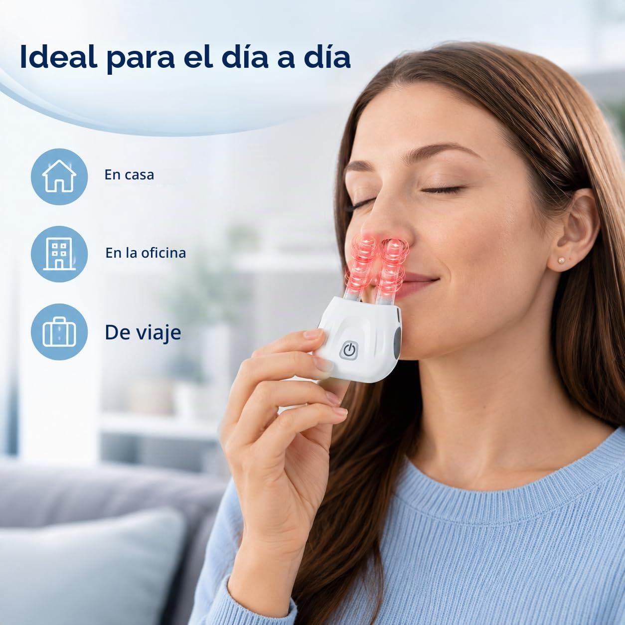 Dispositivo de Fototerapia Nasal con Luz Roja – Alivio Natural para la Congestión Nasal, Inalámbrico y Recargable