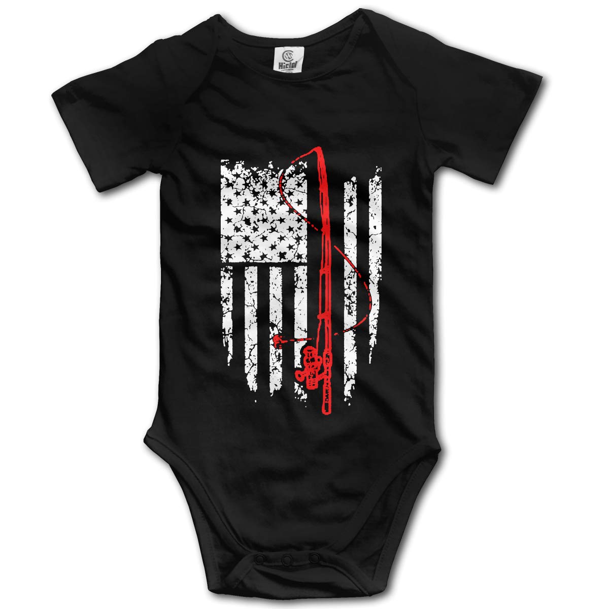 OASCUVER Fishing American Flag Baby Short Sleeves Clothes for 0-24m Baby