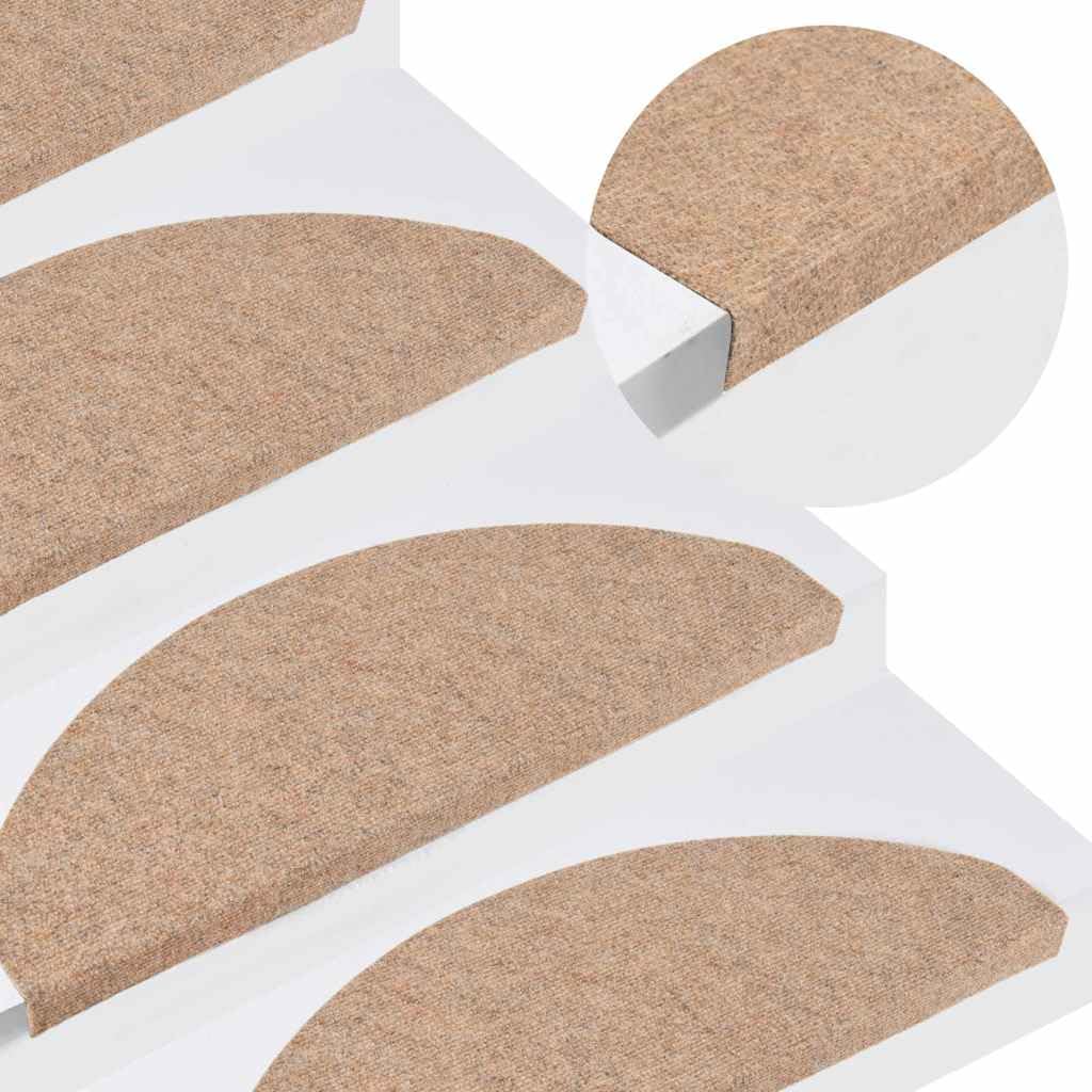 Tapis Escalier Autocollant 10 Pièces Béige 65x22,5x3,5 cm