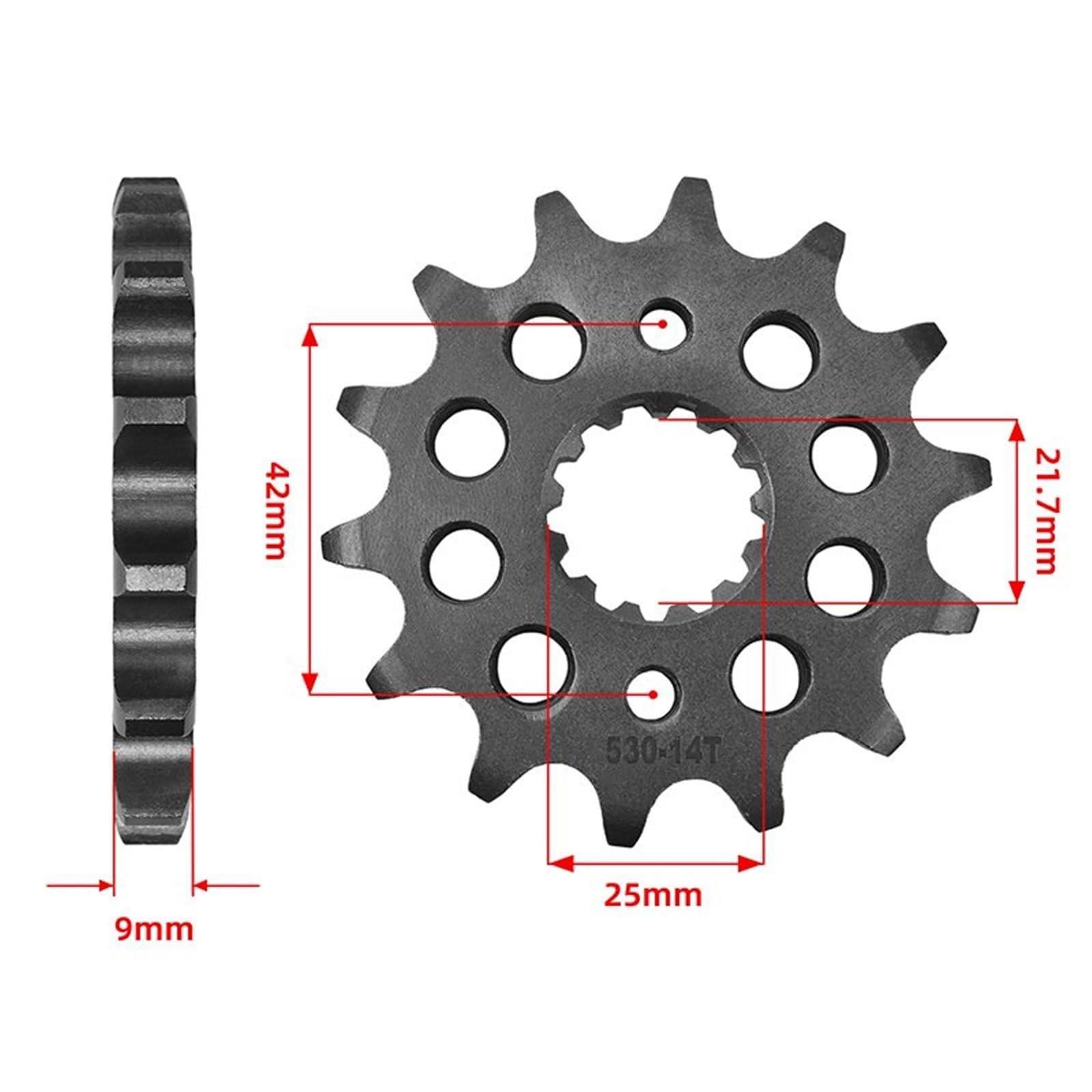 Moto Pignon Pignon De Sortie Boîte pour Moto Chaîne 530-14 Dents Acier 20CrMnTi pour Kawasaki ZZR500, ZZ-R600, ZZR600, ZX600 (1990-2004), ZXR750, VN800