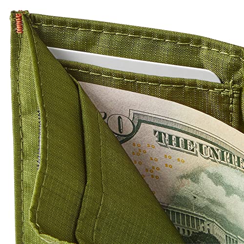 Image of Allett Trifold Wallet, Cala Green | Nylon, RFID Blocking | Slim, Minimalist, Water Resistant, Thin, Front Pocket | Holds 2-12 Cards, Flat Bills, Receipts & Coins | For Men & Women