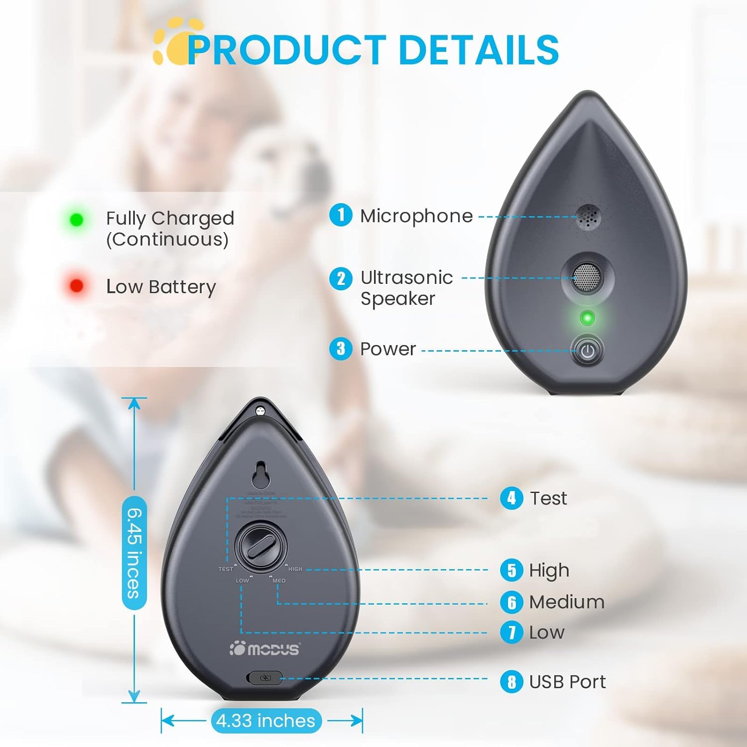 MODUS Bark Box Anti Barking Device for Dogs, Ultrasonic Barking Deterrent with 3 Training Modes/Irregular Ultrasound Frequency/Automatically Electronic Dog Whistle Neighbors Dog Silencer Up to 50 ft