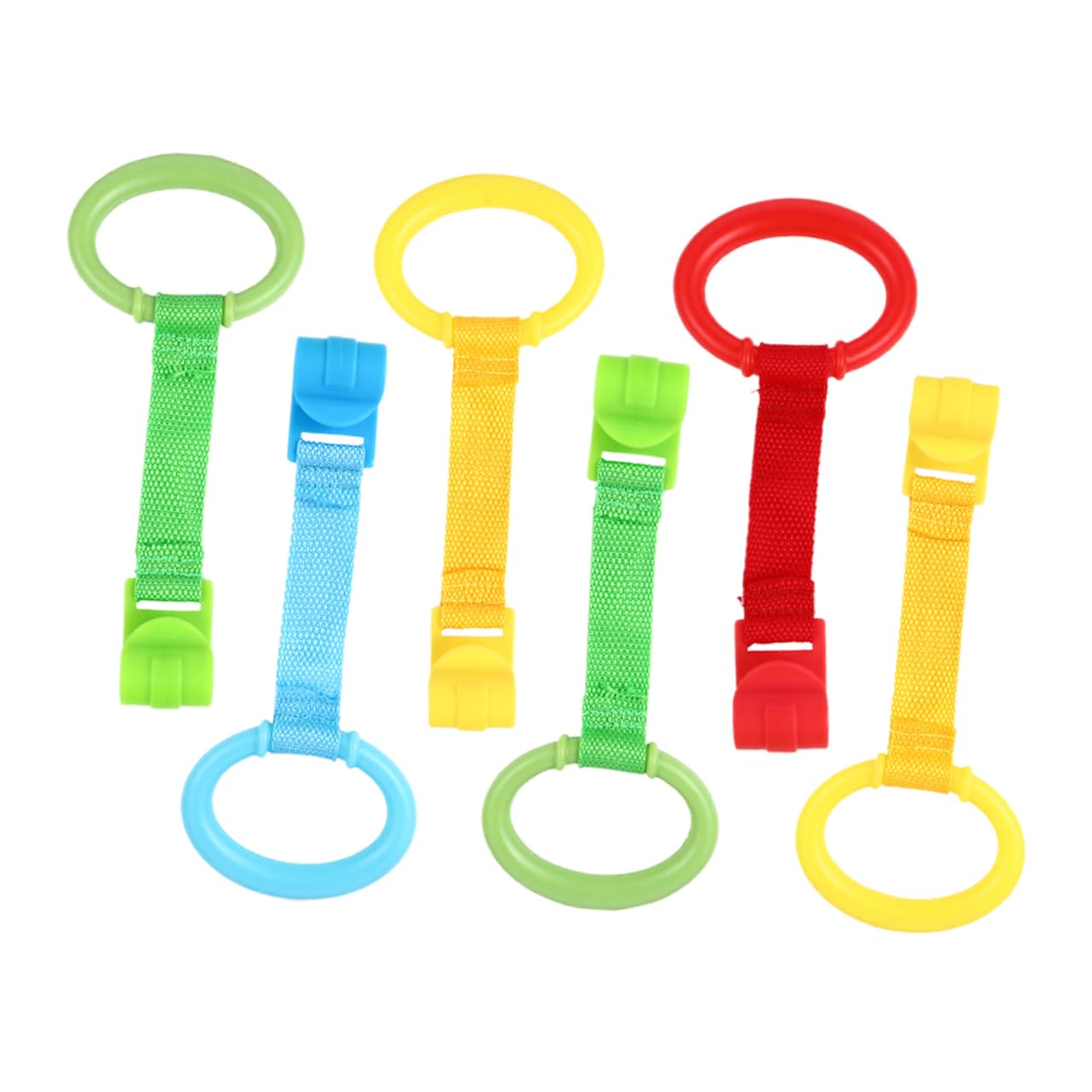 CIMAXIC Nursery Pull up Rings 6pcs Crib Hanging Toys for Infants to Stand Walk