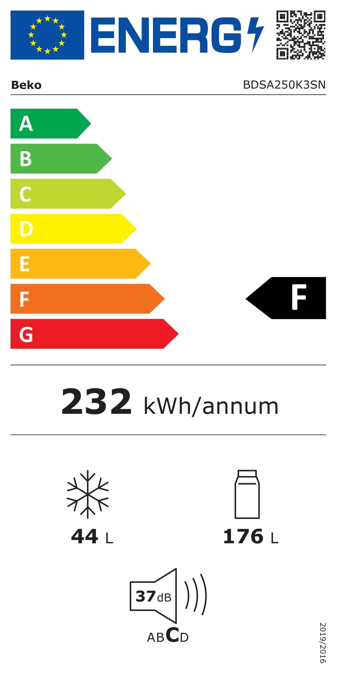 Beko RDSA240K10W frigorifero con congelatore Libera installazione Bianco 223 L A