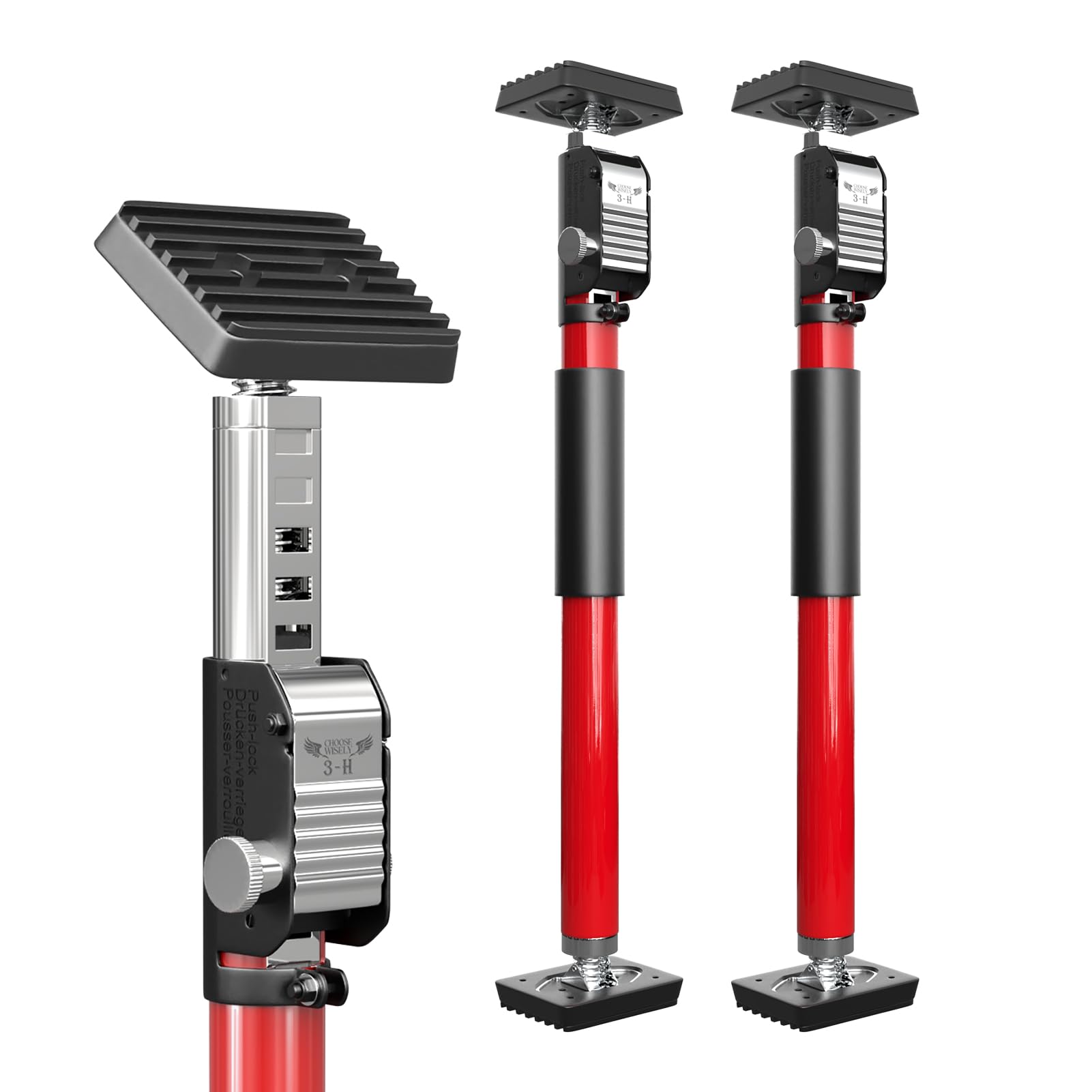 Étai Télescopique Reglable 40-62cm 75kg Acier Épais Rouge 2pcs