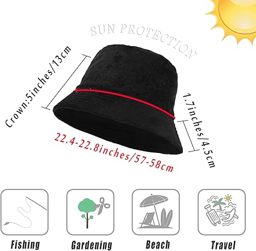 Miniatura 5 de MEANBEAUTY Sombrero de pescador de algodón estilo verano casual sombrero pescador gorra para hombres y mujeres playa vacaciones al aire libre