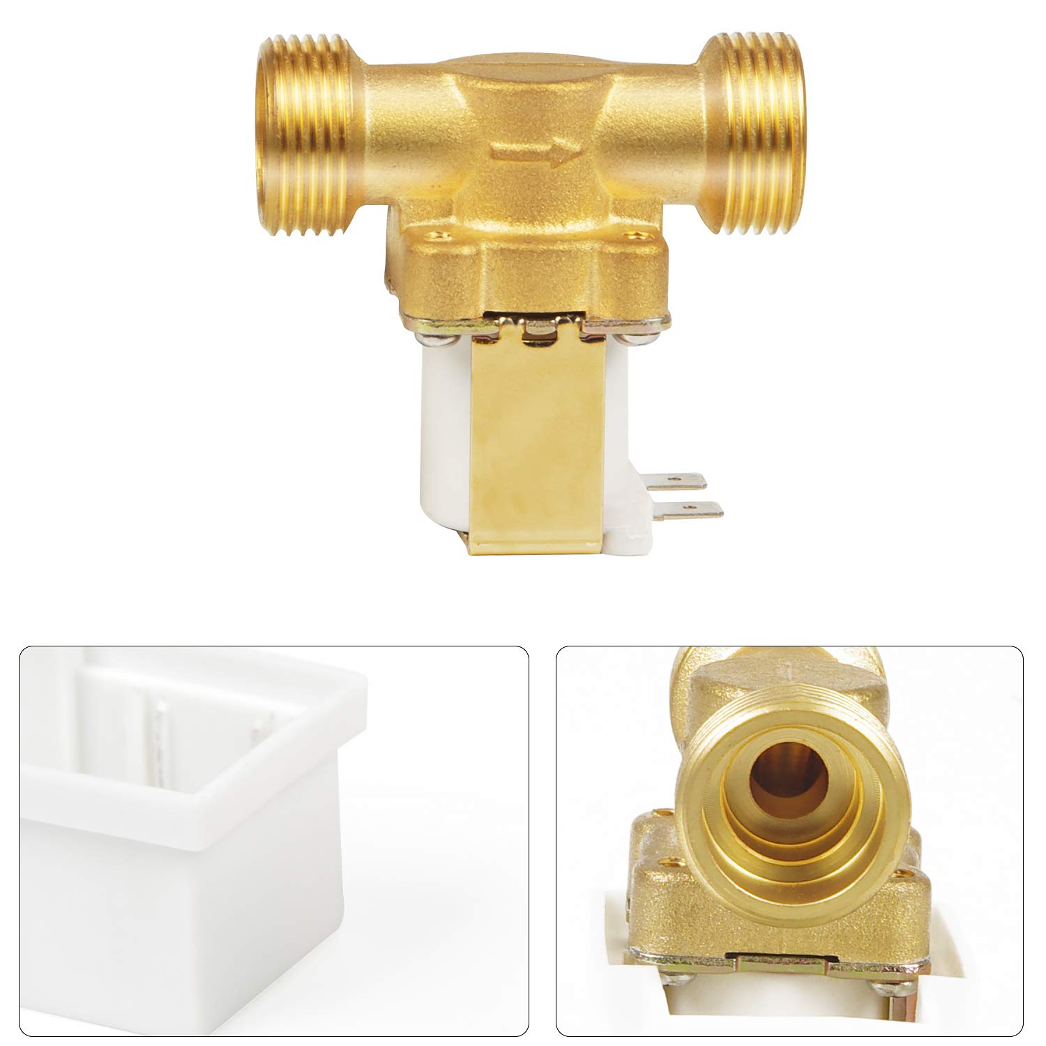 EXLECO Lot de 2 électrovannes NC G3/4" 12 V 2 voies d'entrée d'eau en laiton électrovanne normalement fermée électrovanne magnétique magnétique pour contrôle de l'eau