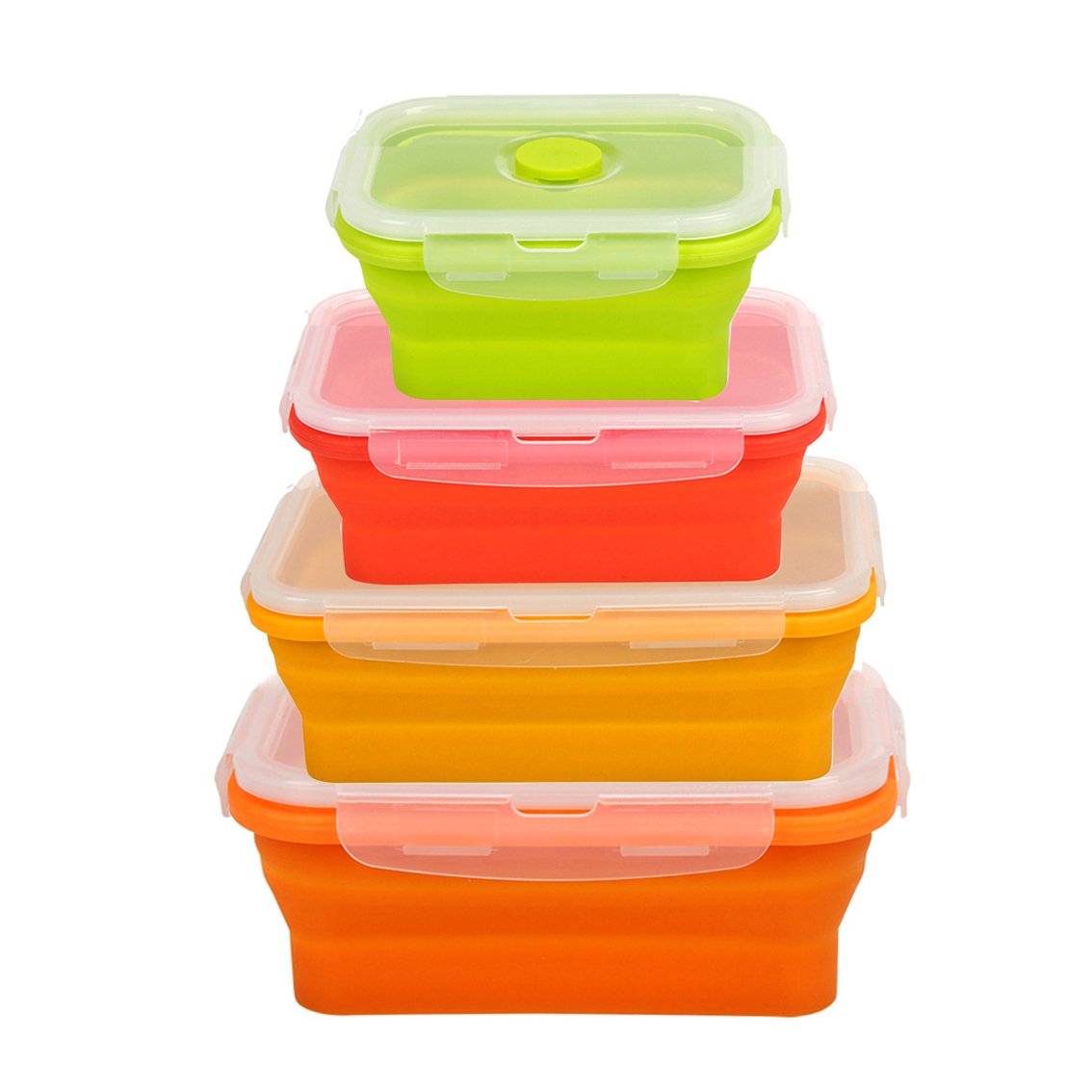 Set of 4 Collapsible Silicone Food Storage Containers Lunch Bento Box Camping Travel Bowls -BPA Free,Microwavable,Dishwasher and Freezer Safe By Hi Suyi