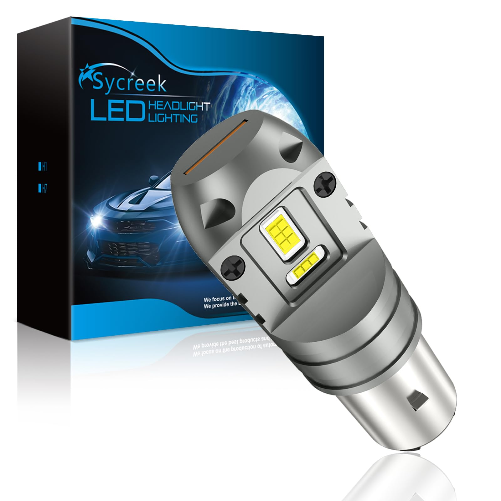 Sycreek Lampadina BA20D S2 LED per Moto, 30W 2200LM 6000k Bianco Hi/Lo Beam Motorbike Headlight DC12V, 1 pezzo