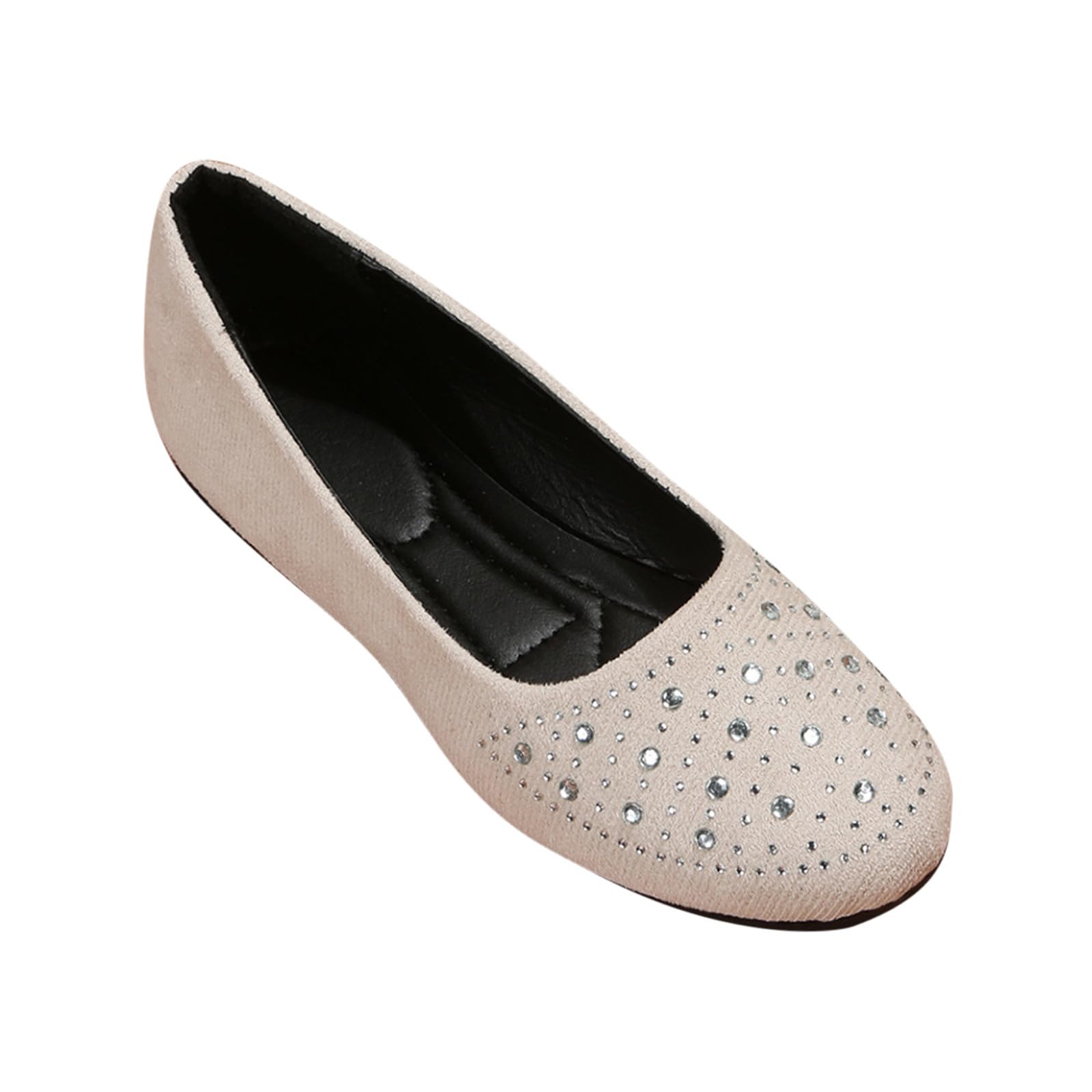 Women Rhinestone Round Toe Flats Soft Comfortable Arch Support Flats Memory Foam Insole Cushion Slip On Ballet Shoes — view 8