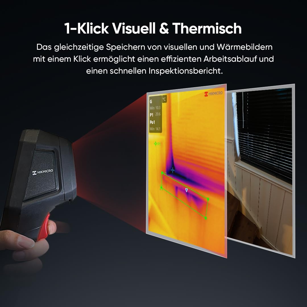 HIKMICRO Wärmebildkamera mit - B10 256 x 192 IR-Auflösung, visuellen 2MP-thermokamera, Vollbildmessung, 25Hz Bildfrequenzmit 3,2" LCD-Bildschirm, Software, IP54, Messbereich -4°F~1022°F