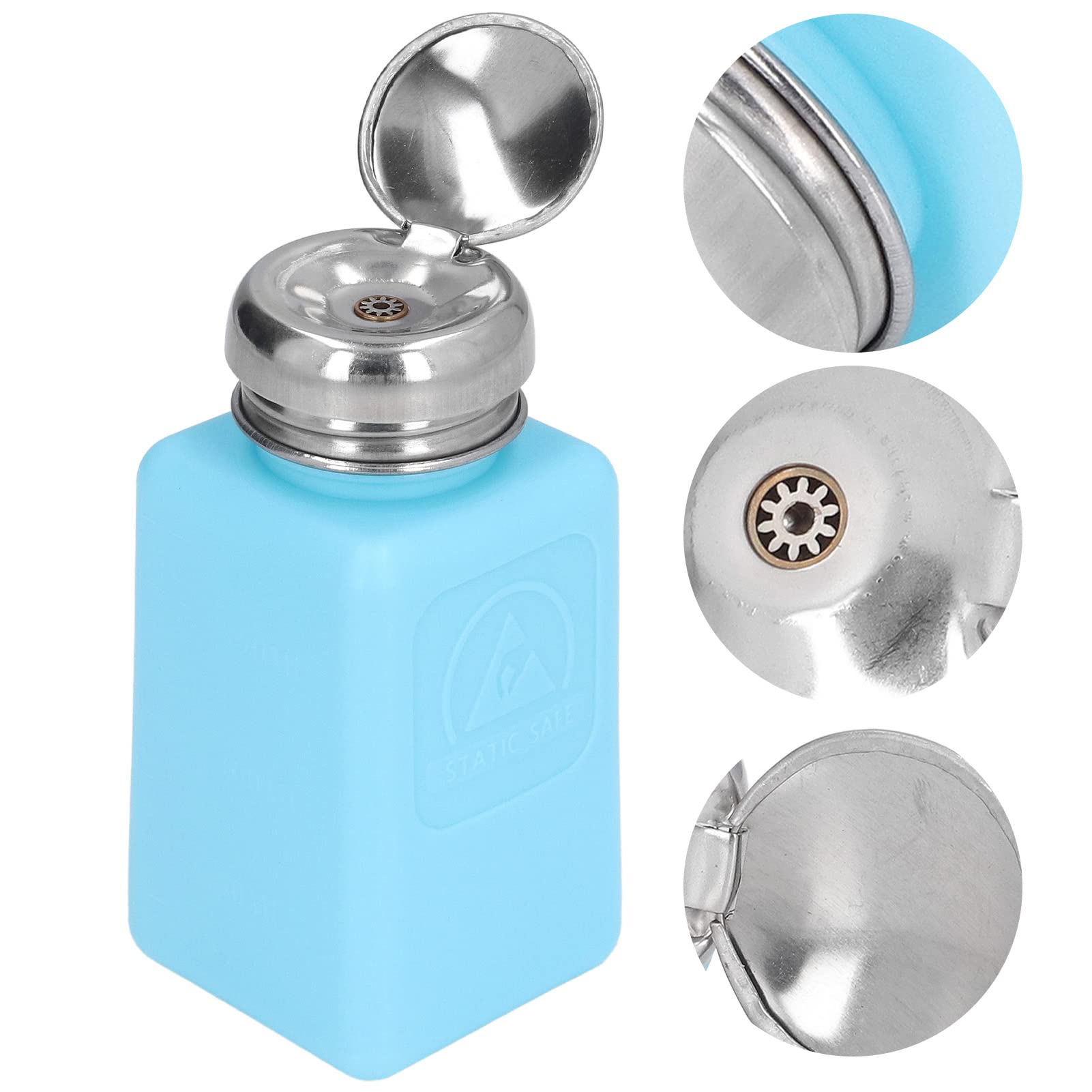 ESD Safe Anti-Static Solvent Dispenser 200ml, Distributore Liquido in Acciaio Inossidabile, Bottiglia Blu Resistente