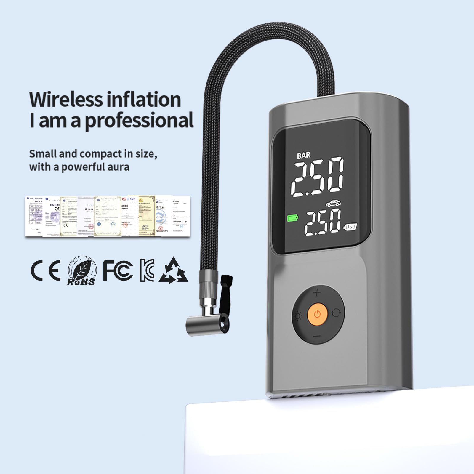 PARDUS Tire Inflator Portable Air Compressor 150PSI Air Pump For Car Tires with Digital Pressure Gauge Bike Tire — view 4