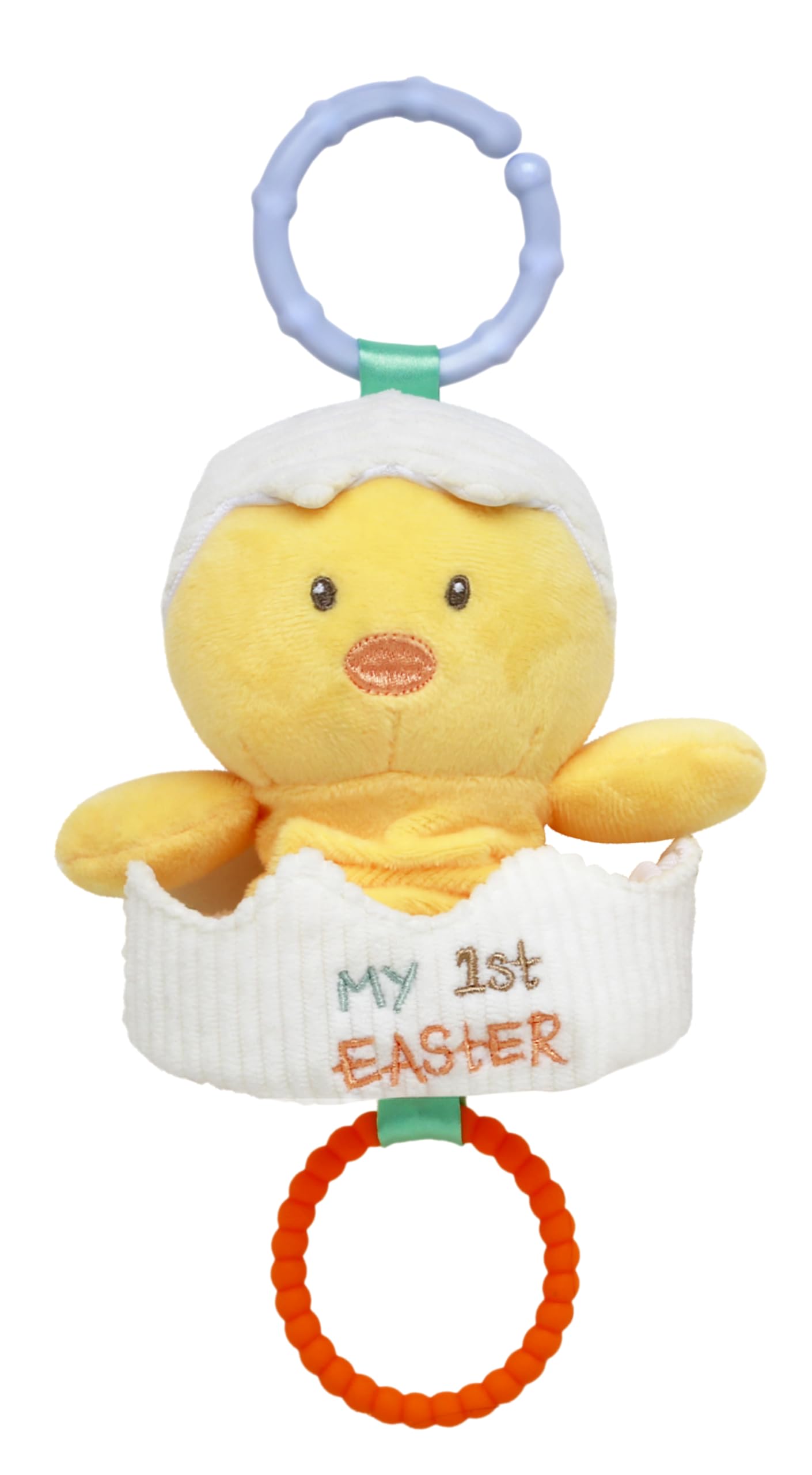 Baby Starters Magic Years Easter Egg Rattle Toy with Pull and Jiggle Vibration Feature and Travel Hook, Multicolored Chick, My First Easter, 10 inch